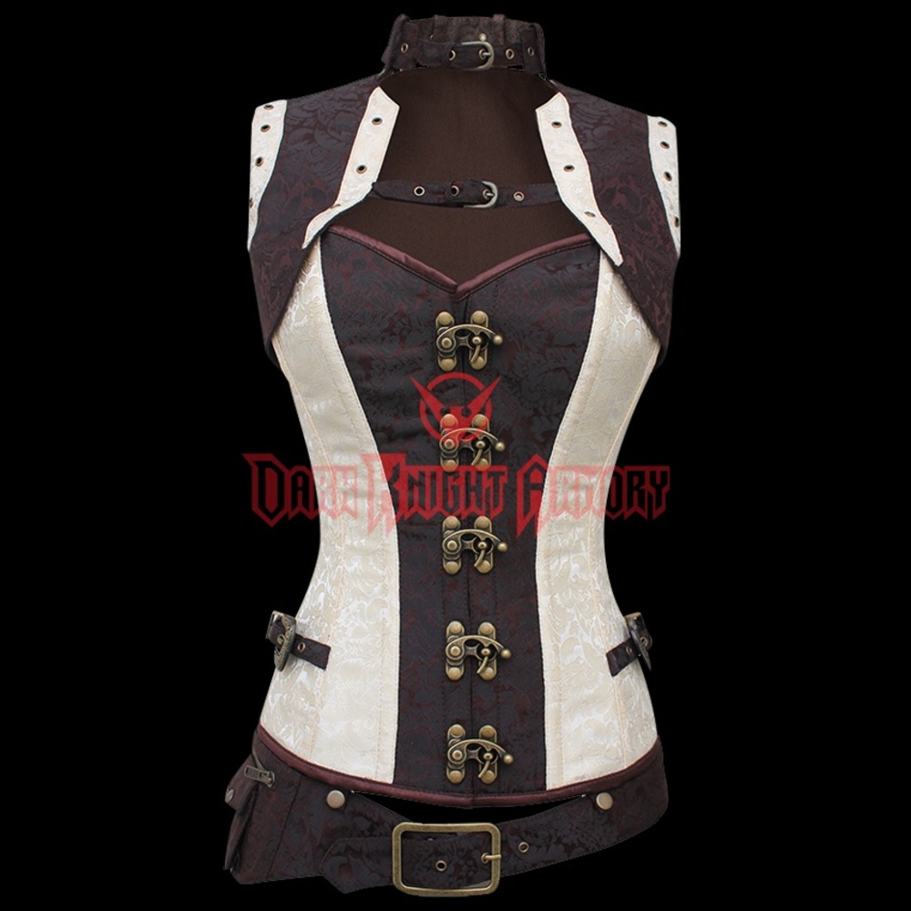 Black cream steampunk corset
